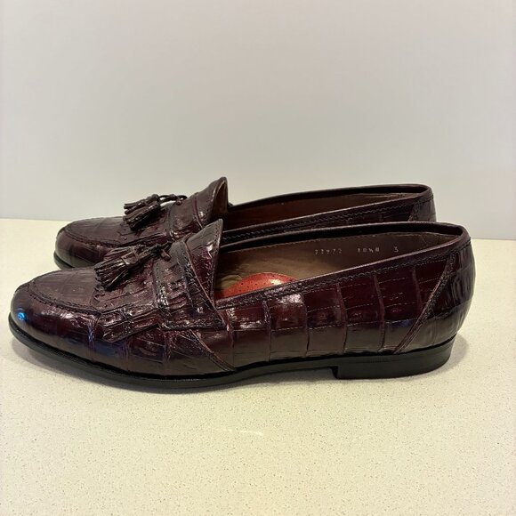 Bruno Magli Genuine Burgundy Crocodile Tassel Loafers – Men’s 10.5M main image 5